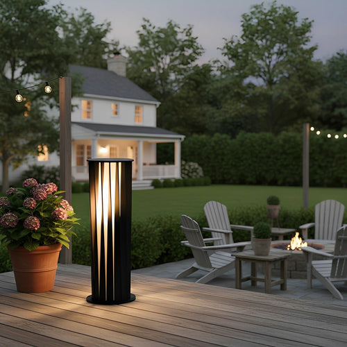 Cylindrical Twisted LED Waterproof Black Modern Pathway Light Floor Lamp