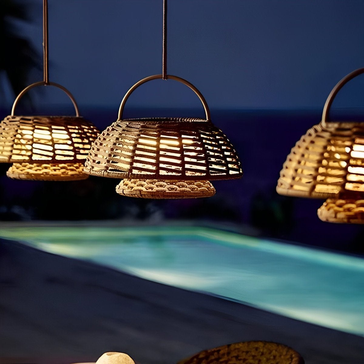 Outdoor Waterproof Hanging Lights Rattan Courtyard Patio Landscape Lamp