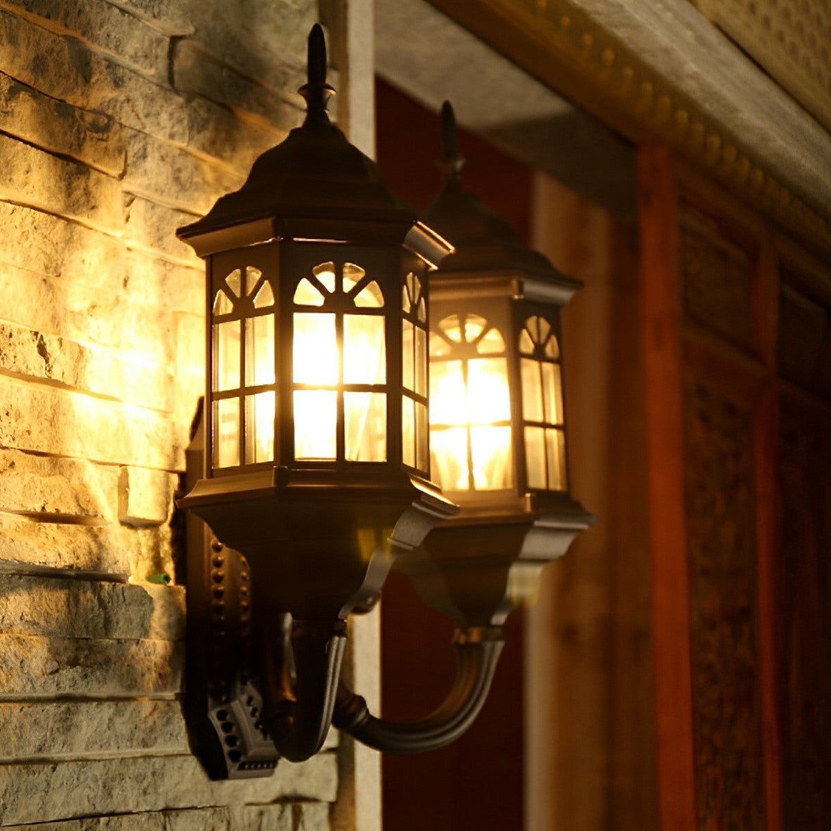 Vintage Rustic Castle Double Head  Waterproof Outdoor LED Porch Wall Lights